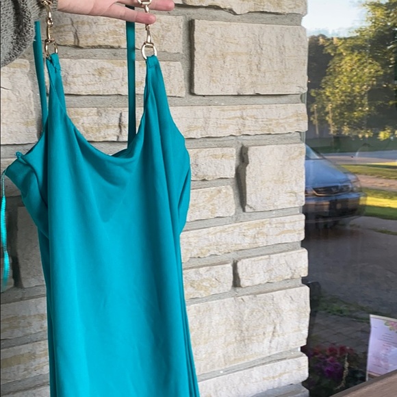 ReVamped turquoise stretchy mini dress - Picture 2 of 4